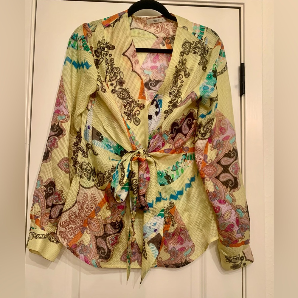 ETRO  Silk Colorful Wrap Blouse shirt European Size 46/US 10